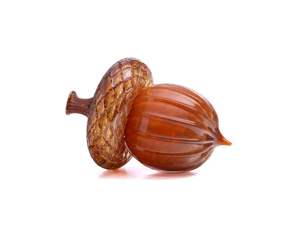2BGlass Light Metallic Clove and Chestnut Hand-Blown Glass Acorn