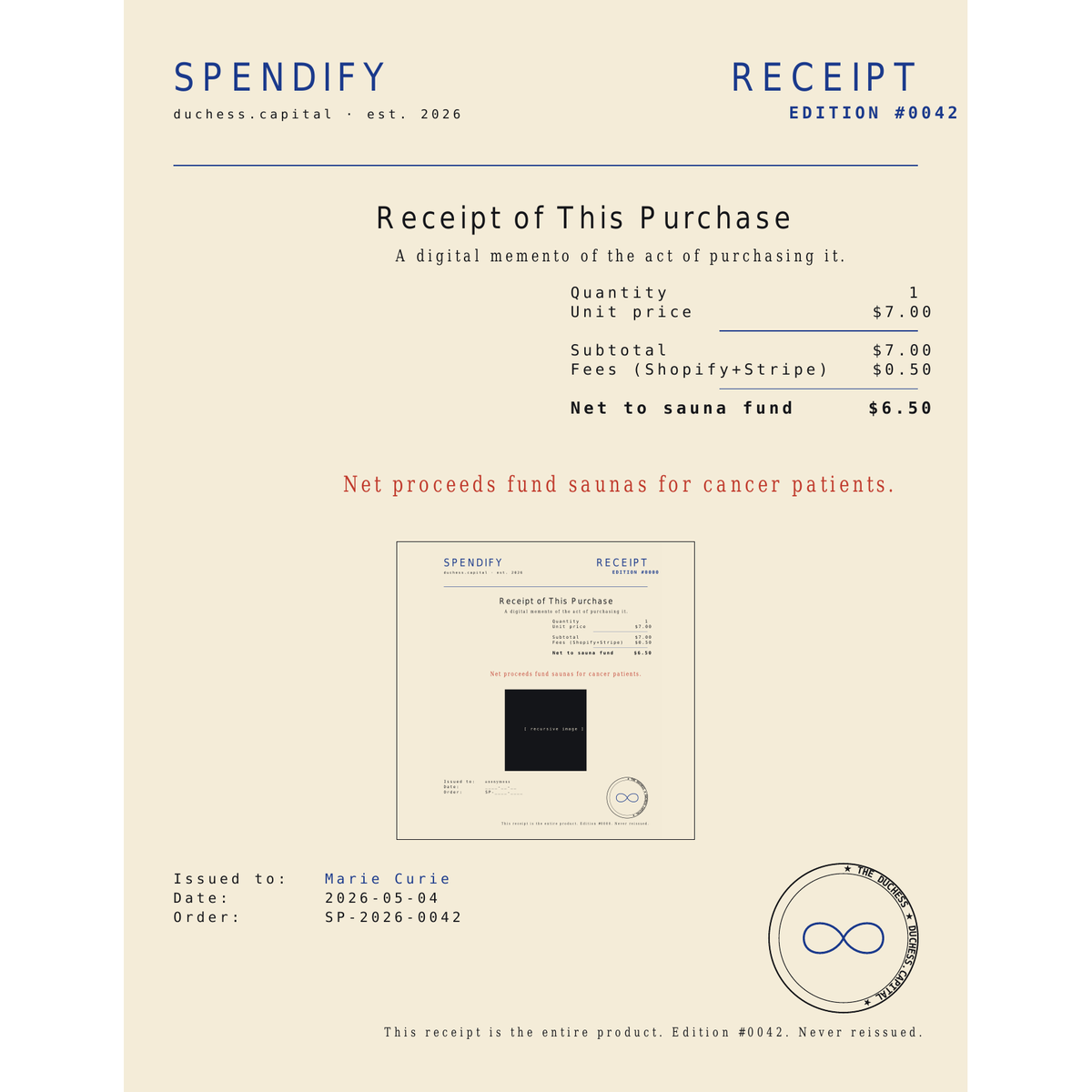 Receipt of This Purchase